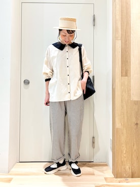 「Samansa Mos2（サマンサ モスモス）の配色前後2WAYブラウス（シャツ/ブラウス）」を使った、タブンネさん（レディース・166cm）の冬コーディネート