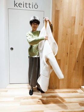 「サマンサモスモス」｜「アイテム（ノーカラーコート）」を使った、タブンネさん（レディース・167cm）の冬コーディネート
