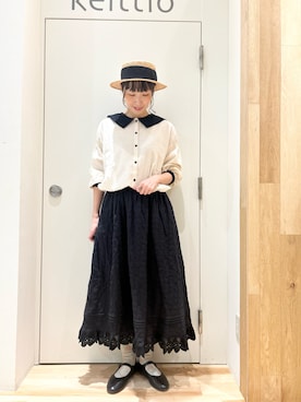 「Samansa Mos2（サマンサ モスモス）の配色前後2WAYブラウス（シャツ/ブラウス）」を使った、タブンネさん（レディース・166cm）の冬コーディネート