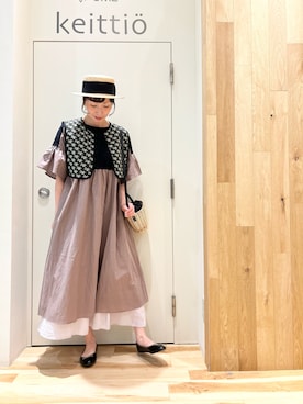 「Samansa Mos2（サマンサ モスモス）のモチーフレースワンピース（ワンピース）」を使った、タブンネさん（レディース・166cm）の春コーディネート