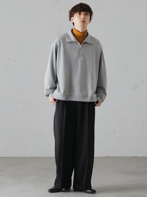 サイドスリットハーフジップスウェット