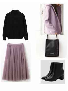 「アイテム（その他アウター、パープル系）」を使った、sau sauさん（レディース・155cm）の冬コーディネート