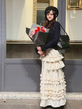 「アイテム（ハンチング/ベレー帽）」を使った、りりか凜凜花🌸さん（レディース・163cm）の秋コーディネート