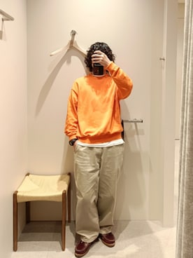 「BEAUTY&YOUTH UNITED ARROWS（ビューティーアンドユースユナイテッドアローズ）のアイテム（ニット/セーター、オレンジ系）」を使った、D.nakamuraさん（メンズ・167cm）の春コーディネート