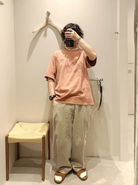 「boiler roomのアイテム（Tシャツ/カットソー、オレンジ系）」を使った、D.nakamuraさん（メンズ・167cm）の春コーディネート