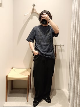 「blurhms（ブラームス）のアイテム（Tシャツ/カットソー、ブルー系）」を使った、D.nakamuraさん（メンズ・167cm）の夏コーディネート