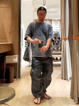 「VAINL ARCHIVE（ヴァイナルアーカイブ）のアイテム（Tシャツ/カットソー）」を使った、D.nakamuraさん（メンズ・170cm）の夏コーディネート