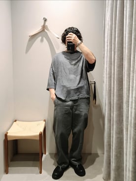 「H　BEAUTY&YOUTH UNITED ARROWS（エイチビューティーアンドユースユナイテッドアローズ）のアイテム（ニット/セーター、グレー系）」を使った、D.nakamuraさん（メンズ・167cm）の夏コーディネート