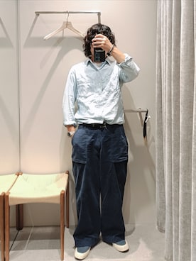 「アイテム（スリッポン、ブルー系）」を使った、D.nakamuraさん（メンズ・167cm）の秋コーディネート