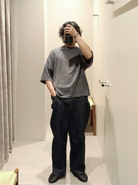 「H　BEAUTY&YOUTH UNITED ARROWS（エイチビューティーアンドユースユナイテッドアローズ）のアイテム（ニット/セーター、グレー系）」を使った、D.nakamuraさん（メンズ・167cm）の春コーディネート