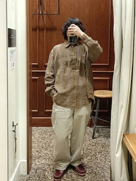「ourlegacyのアイテム（シャツ/ブラウス、ブラウン系）」を使った、D.nakamuraさん（メンズ・167cm）の春コーディネート