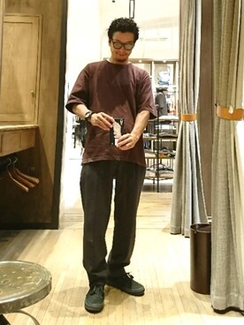 「VAINL ARCHIVE（ヴァイナルアーカイブ）のアイテム（Tシャツ/カットソー）」を使った、D.nakamuraさん（メンズ・170cm）の夏コーディネート