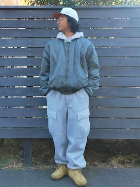 「ワラビーブーツ」｜「アイテム（ジャケット/アウター）」を使った、D.nakamuraさん（メンズ・170cm）の冬コーディネート