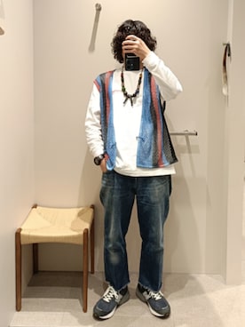 「spcのアイテム（Tシャツ/カットソー、ホワイト系）」を使った、D.nakamuraさん（メンズ・167cm）の春コーディネート