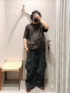 「Steven Alan（スティーブンアラン）のアイテム（ニット/セーター、ブラウン系）」を使った、D.nakamuraさん（メンズ・167cm）の夏コーディネート