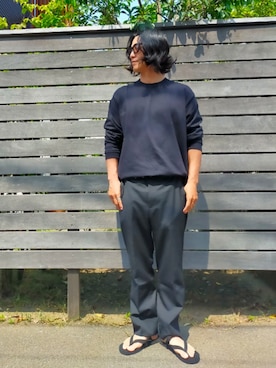 「Hanes」｜「アイテム（スラックス）」を使った、D.nakamuraさん（メンズ・170cm）の春コーディネート