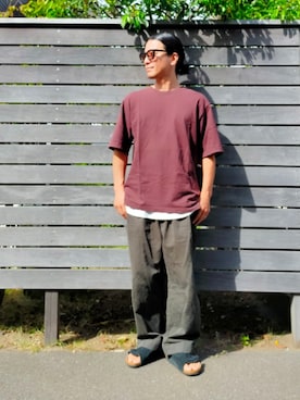 「VAINL ARCHIVE（ヴァイナルアーカイブ）のアイテム（Tシャツ/カットソー）」を使った、D.nakamuraさん（メンズ・170cm）の春コーディネート