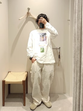 「loosejointsのアイテム（Tシャツ/カットソー、ホワイト系）」を使った、D.nakamuraさん（メンズ・167cm）の春コーディネート