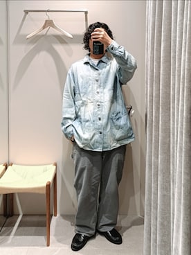 「MAATEE&SONS（マーティーアンドサンズ）のアイテム（シャツ/ブラウス、ブルー系）」を使った、D.nakamuraさん（メンズ・167cm）の秋コーディネート