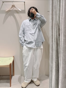 「COOR（クアー）のアイテム（シャツ/ブラウス、ブルー系）」を使った、D.nakamuraさん（メンズ・167cm）の秋コーディネート