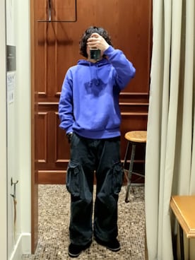 「BEAUTY&YOUTH UNITED ARROWS（ビューティーアンドユースユナイテッドアローズ）のアイテム（パーカー、パープル系）」を使った、D.nakamuraさん（メンズ・167cm）の春コーディネート