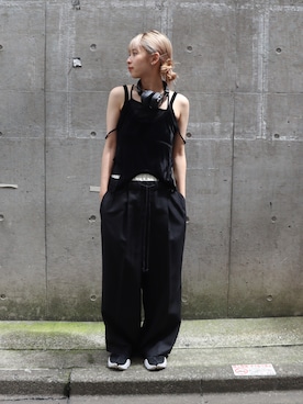 「肌見せ」｜「アイテム（スラックス）」を使った、moriさん（レディース・157cm）の夏コーディネート