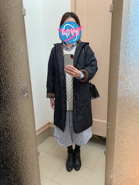「BEAMS BOY（ビームスボーイ）のアイテム（シャツワンピース）」を使った、みんみさん（レディース・162cm）の冬コーディネート