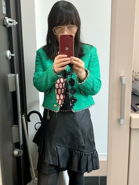 「H&M（エイチ・アンド・エム）のアイテム（ノーカラージャケット）」を使った、むらぴょんさん（レディース・155cm）の春コーディネート