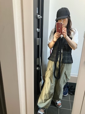 「H&M（エイチ・アンド・エム）のアイテム（キャップ）」を使った、むらぴょんさん（レディース・155cm）の秋コーディネート