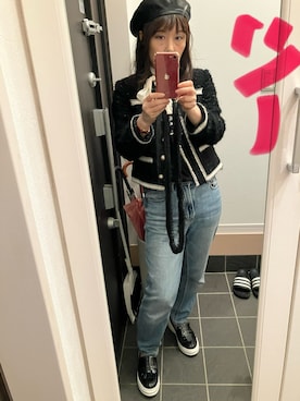 「アイテム（ノーカラージャケット）」を使った、むらぴょんさん（レディース・155cm）の秋コーディネート