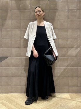 「アイテム（ノーカラージャケット）」を使った、yato-miさん（レディース・158cm）の春コーディネート