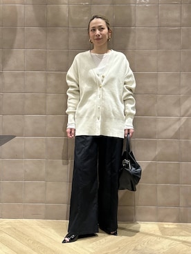 「A part by（アパートバイ）のスポンディッシュVカーディガン（カーディガン/ボレロ、ホワイト系）」を使った、yato-miさん（レディース・158cm）の春コーディネート