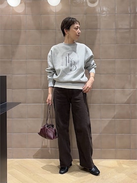 「A part by（アパートバイ）のキンチャクミニショルダバッグ（ショルダーバッグ、レッド系）」を使った、yato-miさん（レディース・158cm）の秋コーディネート