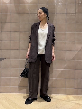 「A part by（アパートバイ）のキンチャクミニショルダバッグ（单肩包、ブラック系）」を使った、yato-miさん（レディース・158cm）の夏コーディネート