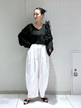 「A part by（アパートバイ）のチュールハンドルトート（ショルダーバッグ）」を使った、yato-miさん（レディース・158cm）の春コーディネート