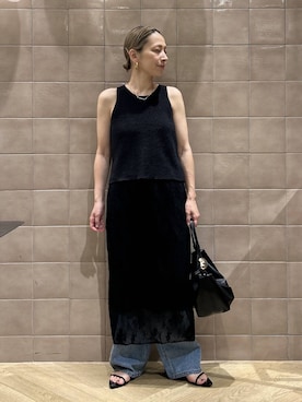 「A part by（アパートバイ）のApbコクーンデニムパンツ（デニムパンツ、ブルー系）」を使った、yato-miさん（レディース・158cm）の夏コーディネート