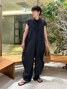 「ワンピース」｜「アイテム（オールインワン・サロペット）」を使った、yato-miさん（レディース・158cm）の夏コーディネート