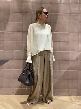 「A part by（アパートバイ）のチュールタンク≪追加3≫（タンクトップ、ベージュ系）」を使った、yato-miさん（レディース・158cm）の春コーディネート