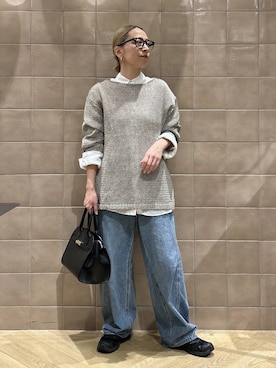 「A part by（アパートバイ）のApbコクーンデニムパンツ（デニムパンツ、ブルー系）」を使った、yato-miさん（レディース・158cm）の春コーディネート