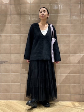 「アイテム（トートバッグ、パープル系）」を使った、yato-miさん（レディース・158cm）の秋コーディネート