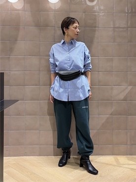 「A part by（アパートバイ）のベルトバッグ（ボディバッグ/ウエストポーチ、ブラック系）」を使った、yato-miさん（レディース・158cm）の秋コーディネート