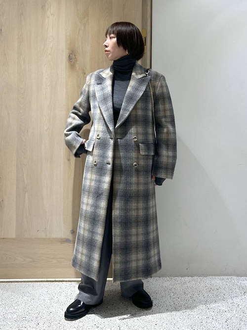セール】Curensology(カレンソロジー)/チェックチェスターロングコート