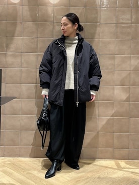「バッグ」｜「アイテム（ダウンジャケット/コート）」を使った、yato-miさん（レディース・158cm）の冬コーディネート