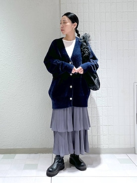 「A part by（アパートバイ）のチュールハンドルトート（ショルダーバッグ）」を使った、yato-miさん（レディース・158cm）の冬コーディネート