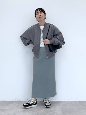 「ママファッション」｜「アイテム（MA-1）」を使った、yato-miさん（レディース・158cm）の冬コーディネート