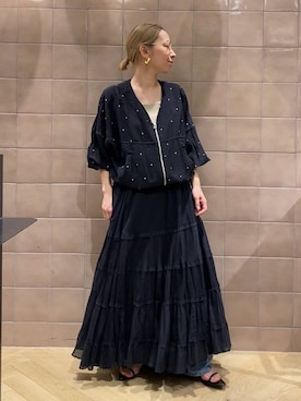 「A part by（アパートバイ）のApbコクーンデニムパンツ（デニムパンツ、ブルー系）」を使った、yato-miさん（レディース・158cm）の春コーディネート