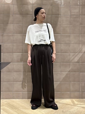 「A part by（アパートバイ）のボリュームスリッポン（懶人鞋、ブラウン系）」を使った、yato-miさん（レディース・158cm）の夏コーディネート