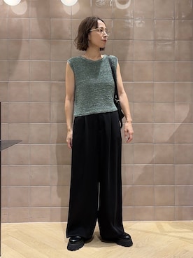 「A part by（アパートバイ）のボリュームスリッポン（懶人鞋、ブラック系）」を使った、yato-miさん（レディース・158cm）の夏コーディネート