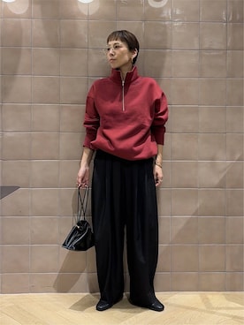 「A part by（アパートバイ）のキンチャクミニショルダバッグ（ショルダーバッグ、ブラック系）」を使った、yato-miさん（レディース・158cm）の秋コーディネート
