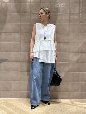 「A part by（アパートバイ）のモチーフコードネックレス（ネックレス、ブラウン系）」を使った、yato-miさん（レディース・158cm）の夏コーディネート